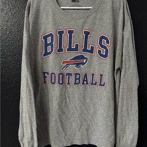 STARTER Gray Bills Football Crewneck Sweatshirt with Blue & Red Logo